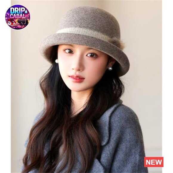 Vintage Felt Bucket Hat Fedora Cloche Cap Warm Slouchy Solid Bowler main image 4